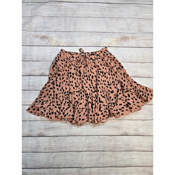 Main Strip Dresses & Skirts - Main Strip Women's Pink/Black Cheetah Animal Print Ruffle Mini Skort Siz M Lined